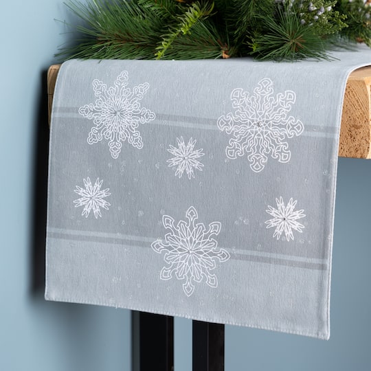 72" Embroidered Snowflake Table Runner
